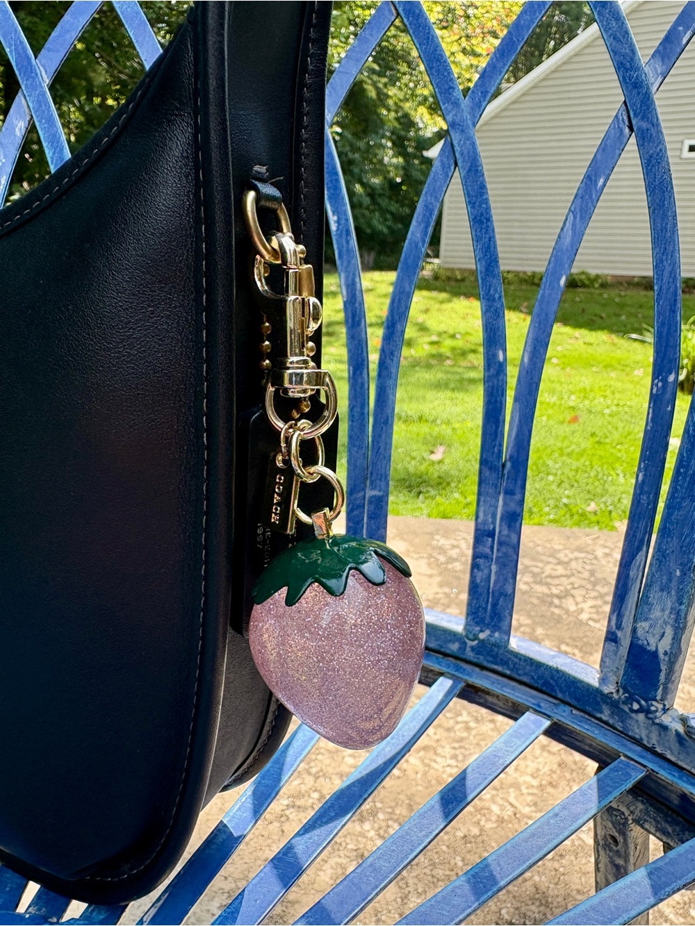 Coach Pink Glitter Strawberry Bag Charm / Keychain